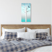 Winter Birch Grove mit Vogel 10x20 überzogene Canv Leinwanddruck (Insitu (Schlafzimmer))