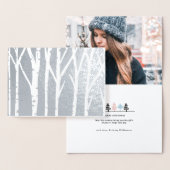 Winter Birch Tree Forest Familienweihnachtsfest Fo Folienkarte (Anzeige)