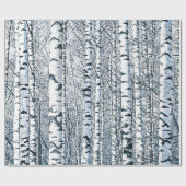 Winter Birch Tree Forest Geschenkpapier (Flach)