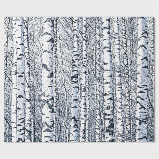 Winter Birch Tree Forest Geschenkpapier (Flach)