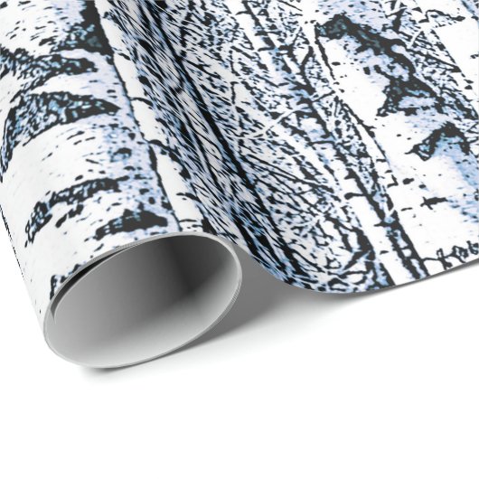 Winter Birch Tree Forest Geschenkpapier (Rolleneckpunkt)