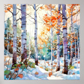 Winter Birch Tree Forest Wall Art Print Poster (Vorne)