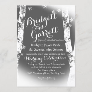 Winter Birch Trees Design Wedding Einladung