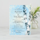 Winter Birch Wedding Einladung (Stehend Vorderseite)