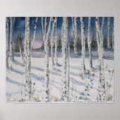 Winter Birches Aquarell Poster (Vorne)