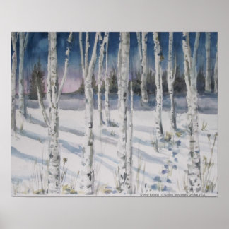 Winter Birches Aquarell Poster