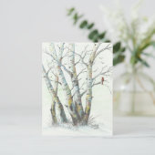 Winter Birches farbige Stift Kunst Postkarte (Stehend Vorderseite)