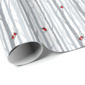 Winter Birches: Graubäume, Rote Vögel Geschenkpapier (Rolleneckpunkt)