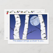 Winter Birches Solstice/Weihnachten Postkarte (Vorne/Hinten)