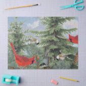 Winter Bird Forest Kardinal Chickadee Nuthatch Sky Seidenpapier (Basteln)