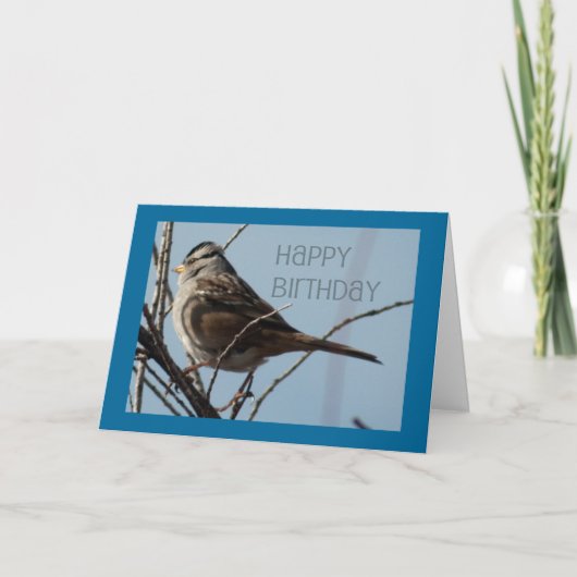 Winter Bird Happy Birthday Karte (Vorderseite)