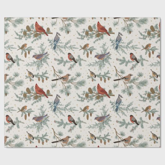Winter Bird Muster Geschenkpapier (Flach)