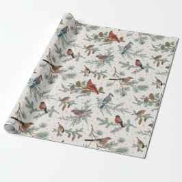 Winter Bird Muster Geschenkpapier