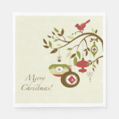 Winter Bird Partridge Tree Branch Frohe Weihnachte Serviette (Vorderseite)
