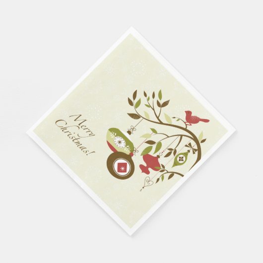 Winter Bird Partridge Tree Branch Frohe Weihnachte Serviette (Ecke)
