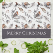 Winter Bird und Holly Pattern Weihnachten Geschirrtuch (Gefaltet)