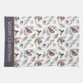 Winter Bird und Holly Pattern Weihnachten Geschirrtuch (Horizontal)