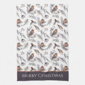 Winter Bird und Holly Pattern Weihnachten Geschirrtuch (Vertikal)