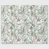 Winter Bird Watercolor Weihnachten Geschenkpapier (Flach)