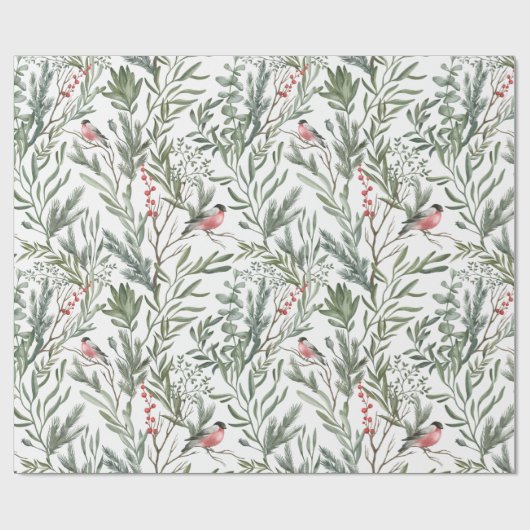 Winter Bird Watercolor Weihnachten Geschenkpapier (Flach)