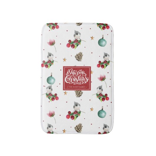 Winter Bird Weihnachten Tufted Titmouse Personalis Badematte (Vorderseite Vertikal)