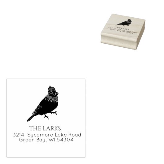 Winter Bird Weihnachtsfeiertag Familienadresse Gummistempel (Stempel)