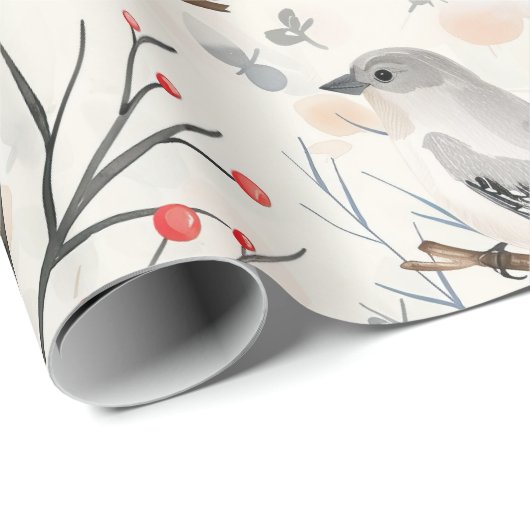 Winter Bird Weihnachtswrapper Geschenkpapier (Rolleneckpunkt)