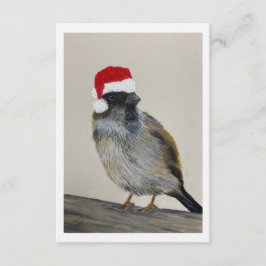 Winter bird with Santa hat - Original Artwork Einladung