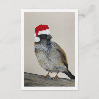 Winter bird with Santa hat - Original Artwork Einladung