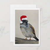 Winter bird with Santa hat - Original Artwork Einladung (Vorne/Hinten)