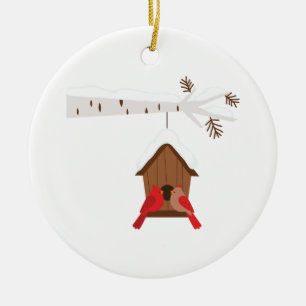 Winter Birdhouse Keramik Ornament