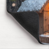 Winter Birdhouse mit Neon Open Sign Mousepad (Ecke)