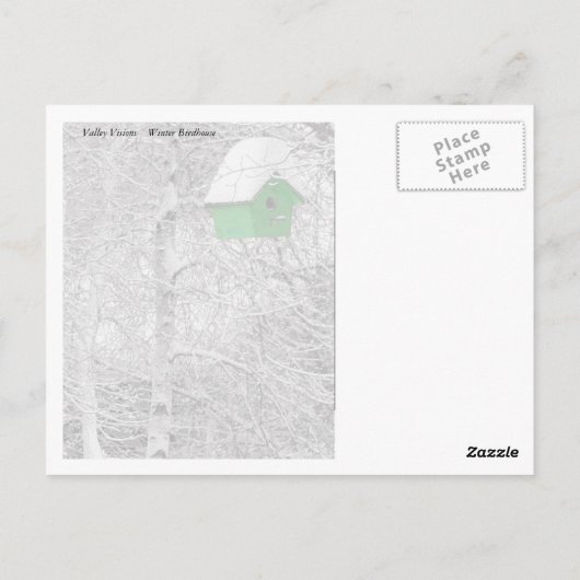 Winter Birdhouse Postkarte (Rückseite)