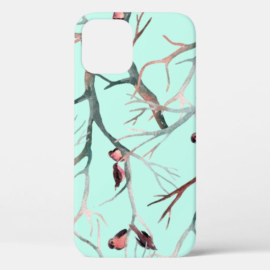 Winter Birds Bäume Branchen Wasserfarbe Case-Mate iPhone Hülle (Rückseite)
