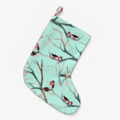 Winter Birds Bäume Branchen Wasserfarbe Kleiner Weihnachtsstrumpf (Vorderansicht (hängend))