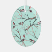 Winter Birds Bäume Branchen Wasserfarbe Ornament Aus Glas (Vorderseite links)