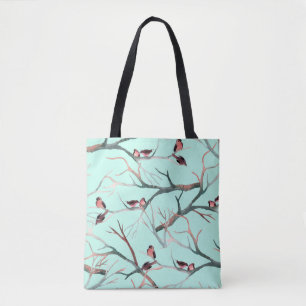Winter Birds Bäume Branchen Wasserfarbe Tasche