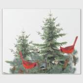 Winter Birds Forest Kardinal Chickadee Nuthatch Geschenkpapier (Flach)