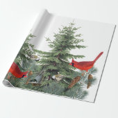 Winter Birds Forest Kardinal Chickadee Nuthatch Geschenkpapier (Ungerollt)