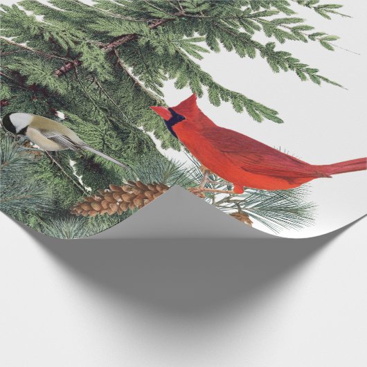Winter Birds Forest Kardinal Chickadee Nuthatch Geschenkpapier (Ecke)