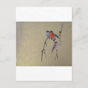 Winter Birds Gold Postkarte