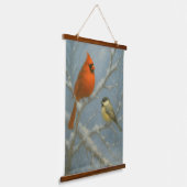 Winter Birds – Life in the Quiet Wandteppich Mit Holzrahmen (Gewinkelt)