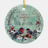 Winter Birds Mr. & Mrs. Foto Template Keramik Ornament (Vorne)