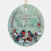 Winter Birds Mr. & Mrs. Foto Template Keramik Ornament (Links)