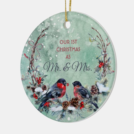 Winter Birds Mr. & Mrs. Foto Template Keramik Ornament (Links)