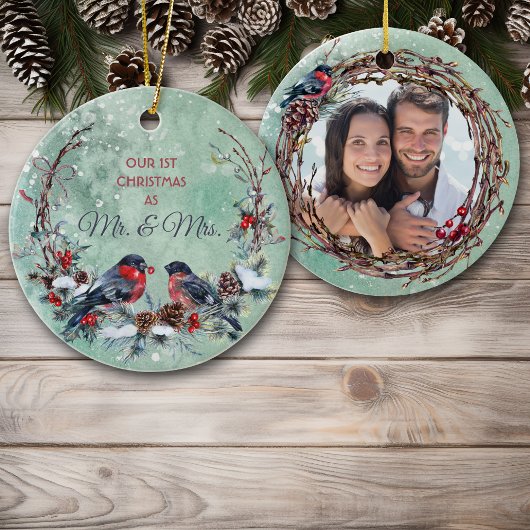 Winter Birds Mr. & Mrs. Foto Template Keramik Ornament
