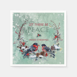 Winter Birds Pine Branch Kraut Weihnachten Serviette