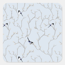 Winter BIrds Quadratischer Aufkleber