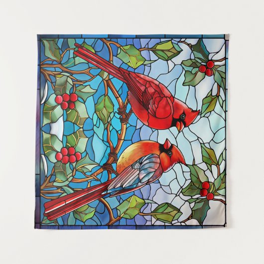 Winter Birds Tapestry Wandteppich (Vorderseite (Horizontal))