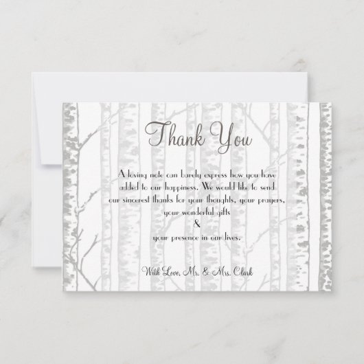 Winter-Birken-Holz dankt Ihnen zu kardieren Dankeskarte (Vorderseite)